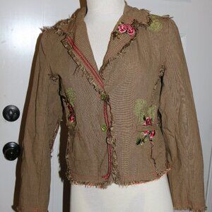 Leopard Daisy amazing jacket coat size small with pretty bright orange lining